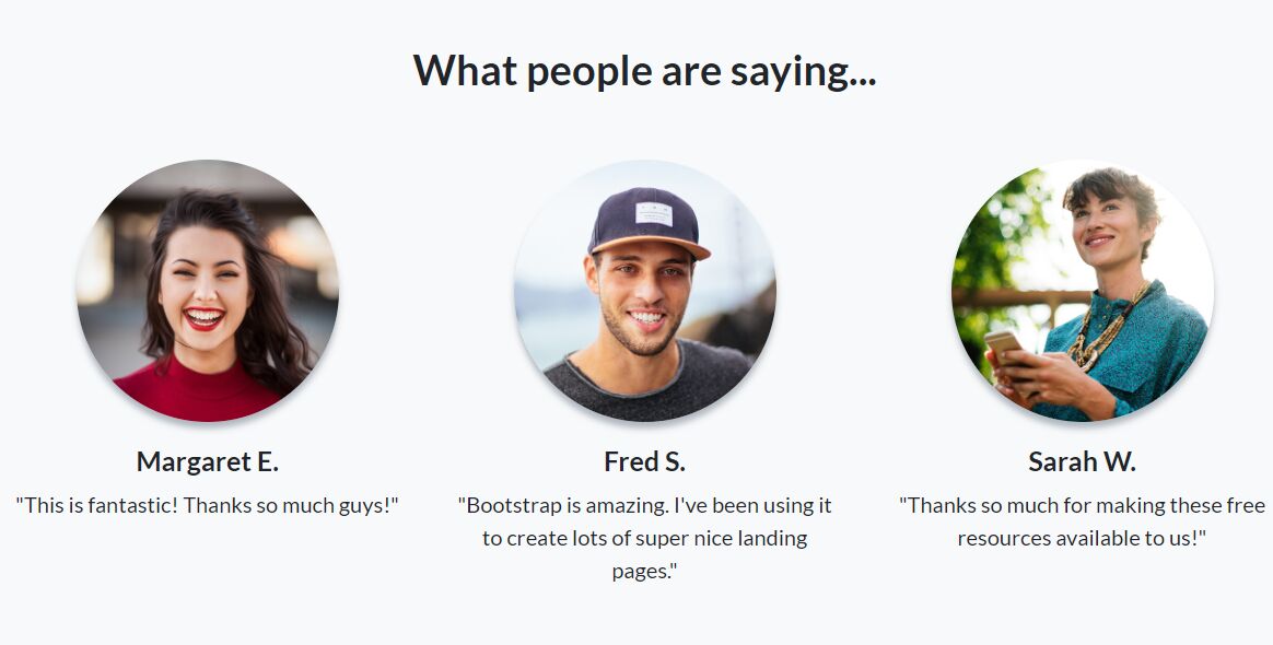 Start Bootstrap Landing Page Testimonial